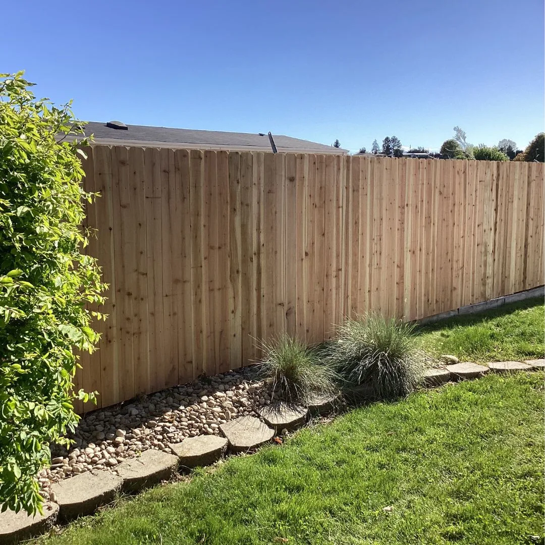 New wood fence installation